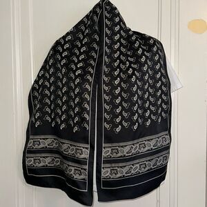 Vintage‎ 70s Transform KM black & gray paisley polyester long scarf